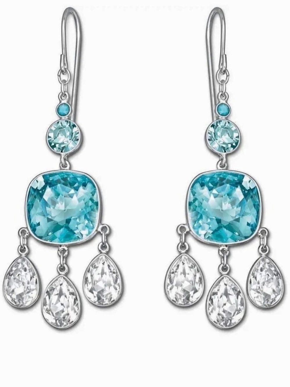 Swarovski Azore Pierced Earrings Blue & Silver